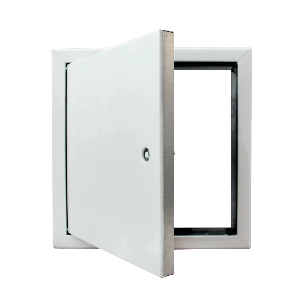 Trampilla metálica Tempo Softline hermética al aire con aislamiento acústico, cerradura de cuadradillo, 200×200 a 600×600 mm