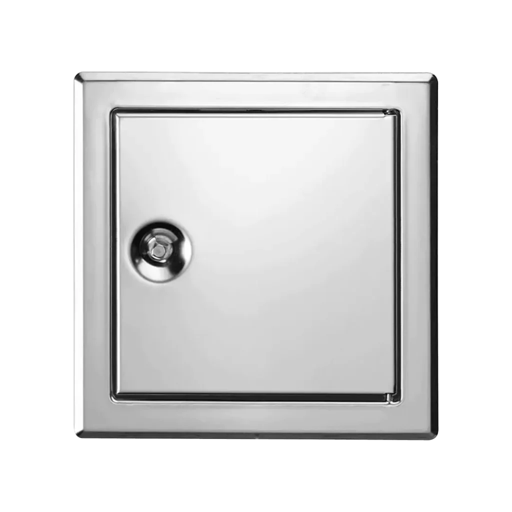 Trampilla Tempo Softline de acero inoxidable pulido, cerradura de cuadradillo, 200×200 a 600×600 mm