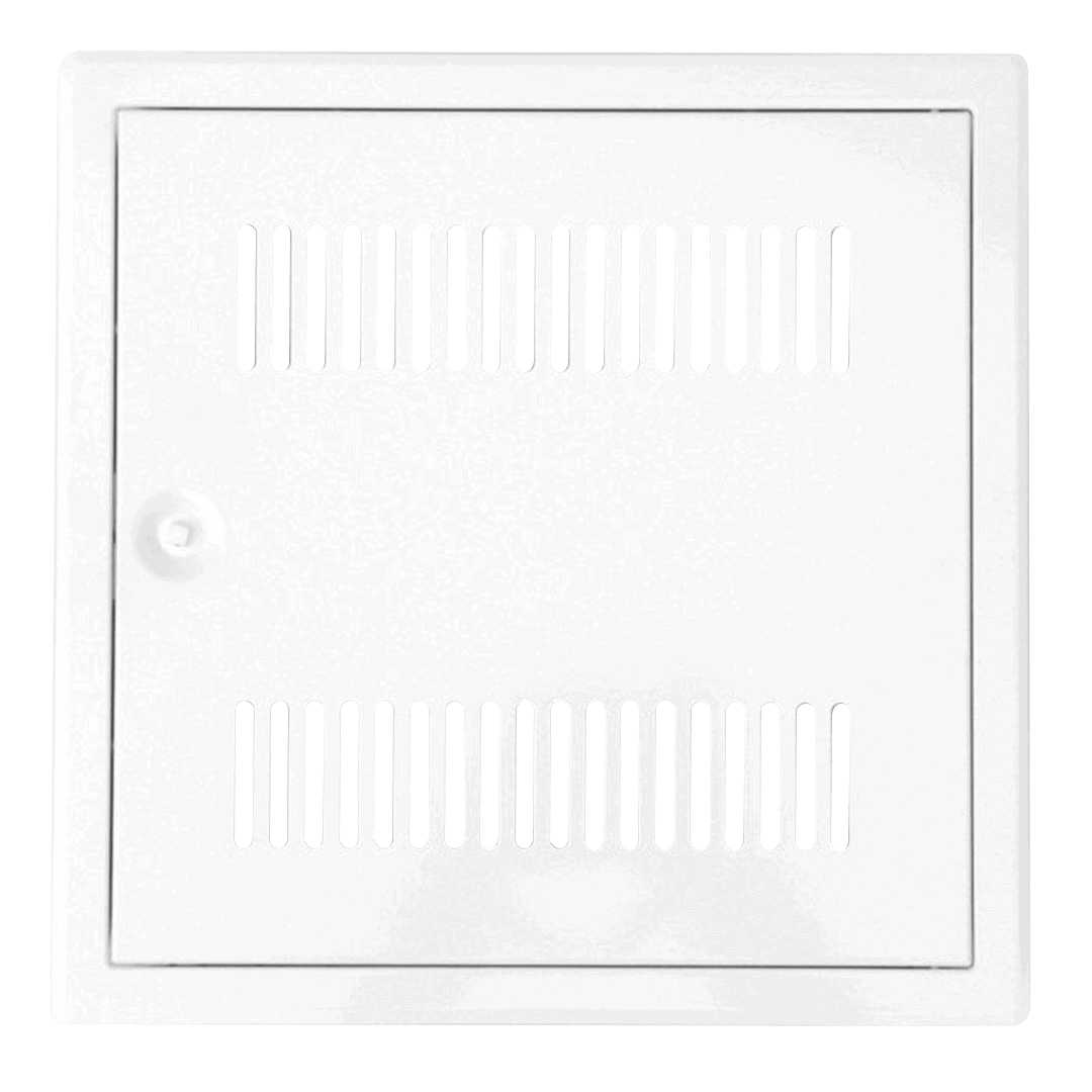 trappe-de-visite-metallique-cle-4-pans-tempo-softline-ventil-1.png Trampilla metálica Tempo Softline ventilada con rejilla de ventilación, cerradura de cuadradillo, 200×200 a 600×600 mm