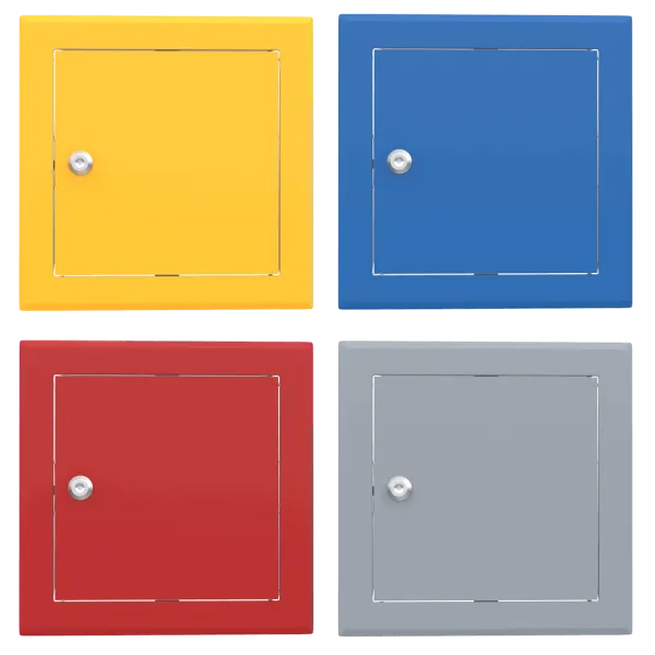 Trampilla metálica Tempo Softline de color, cerradura de cilindro, en 14 colores RAL, 200×200 a 800×800 mm