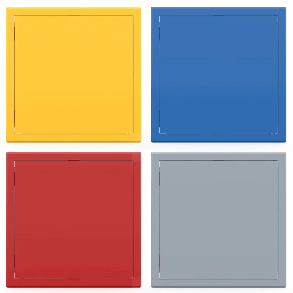 Trampilla metálica Tempo Softline de color, apertura a presión, en 14 colores RAL, 200×200 a 800×800 mm