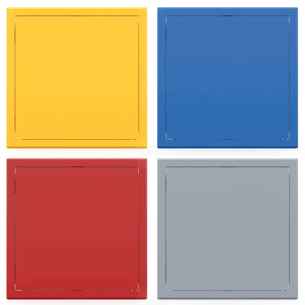 Trampilla metálica Tempo Softline de color, apertura a presión, en 14 colores RAL, 200×200 a 800×800 mm